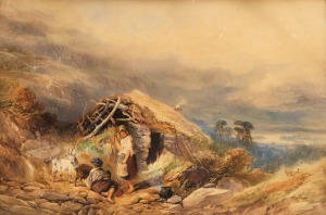 WILLIAM ARNEE FRANK (1808-1897), (highland farm scene), watercolour, signed lower centre "W. A. Frank, 1846", ​​​​​​​46 x 68cm, 70 x 91cm overall.