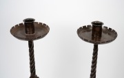 A pair of Arts and Crafts wrought iron candlesticks, 20th century, 48cm high. - 3