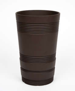 WEDGWOOD brown basalt English Art Deco pottery vase, designed by KEITH MURRAY, A/F, stamped "Keith Murray, Wedgwood, Made In England", 22.5cm high.