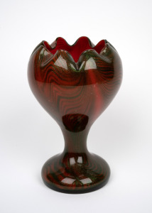 A green and red art glass vase, unknown maker, possibly German or Bohemian, mid 20th century, 19cm high.