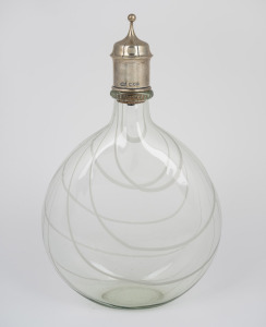 WHITEFRIARS antique English glass decanter with sterling silver top, 19th century, 25cm high.