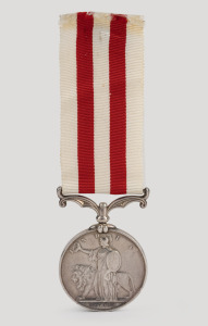 INDIA MUTINY MEDAL: 1857-58 medal in silver, impressed to FRANK FOWLES. 2ND BN. RIFLE BDE.; with original swivel suspension and with what appears to be a later ribbon. Fowles served for nearly 10 years in India, 4 months in Africa and 3 months at Gibralt