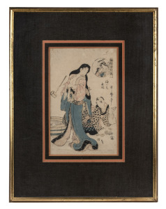 EIZAN KIKUGAWA (1787-1867), Japanese woodblock print of three bathing women, Edo period, circa 1800s, 35 x 22cm, 64 x 49cm overall.