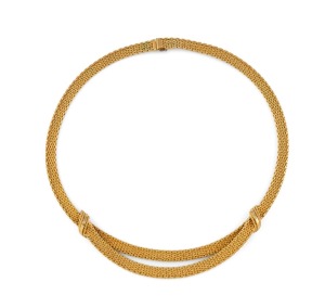 A vintage German 14ct gold necklace housed in a Hardy Bros. case, 20th century, 41cm long, 56 grams.