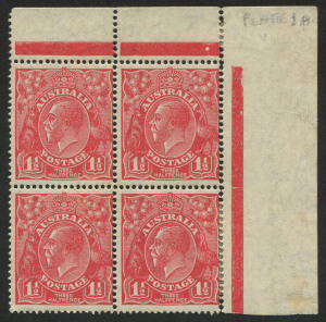 KGV Heads - Small Multiple Watermark Perf 14: KGV Heads - Small Multiple Watermark Perf 14: Specialist 1&frac12;d Red collection, mostly on annotated pages showing lovely pen & ink 'magnified' illustrations of included varieties. Better items include Plate 1a Pl