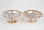 WING NAM & Co. antique Chinese export silver pair of bonbon dishes with engraved dragon decoration, 19th/20th century, stamped "W.N." with seal mark, 5cm high, 12.5cm wide, 224 grams.