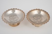 WING NAM & Co. antique Chinese export silver pair of bonbon dishes with engraved dragon decoration, 19th/20th century, stamped "W.N." with seal mark, 5cm high, 12.5cm wide, 224 grams. - 2