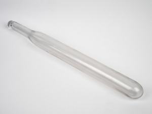 An antique French glass condom mould, 20th century, 35cm long.