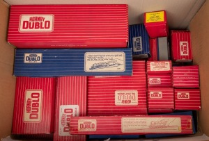 HORNBY DUBLO OO GAUGE ACCESSORIES (2 and 3 rail systems) in boxes, including six platform extensions, breakdown crane, island platform, railer, girder bridge, signals etc., (qty).