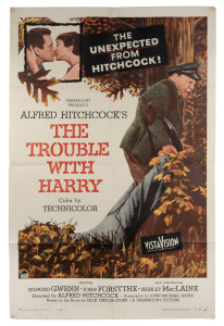 ALFRED HITCHCOCK - THE TROUBLE WITH HARRY: Original 1955 27 x 41" one-sheet U.S. theatrical release movie poster, note at lower right reads "Licensed for display only in connection with the exhibition of this picture at your theatre. Must be returned imme