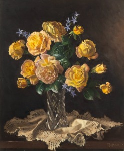 THOMAS (TOM) BADDILEY (1921-2017), Peace Roses, pastel, signed lower right "T. Baddiley", ​​​​​​​59 x 49cm, 79 x 70cm overall.
