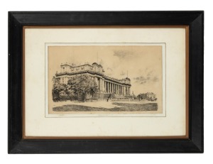 VICTOR COBB (1876-1945), Parliament House, Melbourne, dry point etching, signed and titled in the lower margin, 35 x 58cm, 67 x 93cm overall.