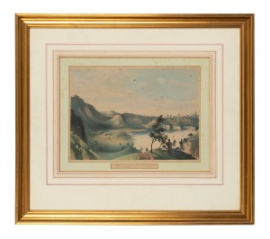 GEORGE FRENCH ANGAS (1822 &ndash; 1886), Interior of Mount Gambier, lithograph, printed with tint stone and hand-colouring, from "South Australia Illustrated",1847, 25 x 35cm, 57 x 46cm overall.