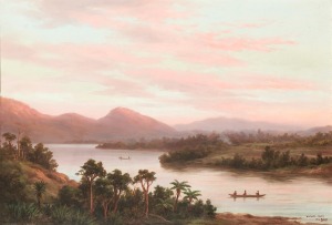 WILLIAM GEORGE BAKER (1864-1929), Waikato River, oil on canvas, signed and titled lower right, 45 x 65cm, 84 x 104cm overall.
