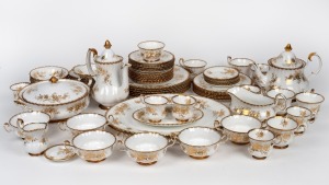 ROYAL ALBERT "Antoinette" English porcelain dinner service, complete setting for six with some spares present, including tea, coffee and soup tureen, 20th century, (71+ items).