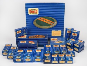 HORNBY DUBLO OO GAUGE boxed accessories including turntable (3-Rail running only), girder bridge, level crossing, signal cabin, junction signals (6), assorted single and double arm signals and colour light signal junctions, (23 items).