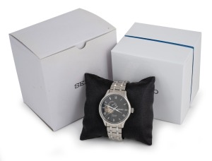 SEIKO "Presage" automatic wristwatch with skeleton back, in stainless steel case with original bracelet, housed in original box with additional links.