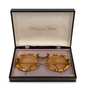 CHRISTIAN DIOR vintage Tura enamel and jewelled sunglasses in original case