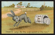 POSTCARDS: RABBIT POISON: A Sayers Allport Prop. postcard advertising their S.A.P. Rabbit Destruction product, circa 1910. [Interestingly, S.A.P. are also the initials of the constituent chemicals - strychnine, arsenic and phosphorus.] The only example we