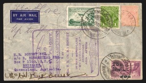 Aerophilately & Flight Covers: 9 April 1937 (AAMC.714f) Brisbane - Bangkok flown cover, carried and signed by Mrs. H.B. "Lores" Bonney on this leg of her four month flight to Capetown aboard her Klemm Monoplane "My Little Ship II".