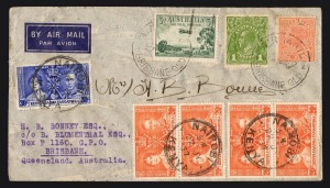 Aerophilately & Flight Covers: 9 April 1937 (AAMC.715c) Brisbane - Nairobi flown cover, carried and signed by Mrs. H.B. "Lores" Bonney on this leg of her four month flight to Capetown aboard her Klemm Monoplane "My Little Ship II".