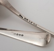 A Georgian sterling silver ladle and basting spoon, 18th/19th century, (2 items), ​​​​​​​35cm and 31cm long, 284 grams total. - 2