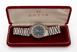 OMEGA "SEAMASTER" automatic wristwatch in stainless steel case with baton numerals, date window and original stainless steel bracelet, housed in an Omega branded box, 4cm wide including crown.