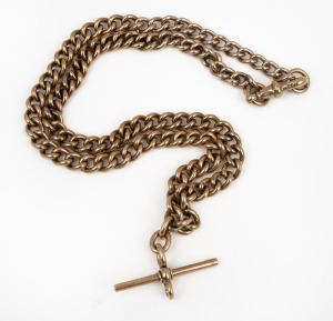 An antique 9ct gold fob chain, 19th century, stamped "9ct", 50cm long, 50 grams.