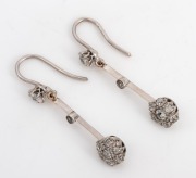 A pair of vintage 18ct white gold and diamond earrings, 20th century, ​​​​​​​3cm high, 2.5 grams.
