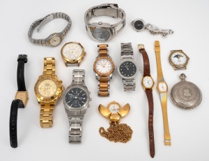 Fourteen assorted quartz wristwatches, including Pulsar, Lorus, Seiko and several reproduction examples.