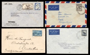 PACIFIC ISLANDS POSTAL HISTORY 1905 - 1960s: Australia Used in PNG, New Zealand, Fiji and PNG commercial covers, mainly airmail rates to Switzerland, with several registered. (60+ items). Great opportunity!