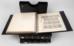 IRAN (PERSIA): 1875 - 1973 comprehensive collection in three large Lighthouse albums.: Volume One is 1875-1973, Mint & Used, with duplicates, reprints, forgeries, etc., with many multiples neatly presented on Hagner pages; Volume Two is 1870s - 1930s, Min