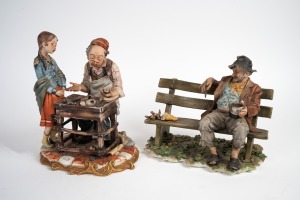 CAPODIMONTE two vintage Italian porcelain statues, 20th century, factory marks to base, ​​​​​​​the larger 25cm high.