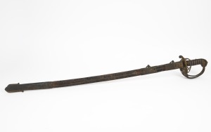 SALTER antique English parade sword in scabbard with King William IV cypher, circa 1835, Note: barn find relic condition, 97cm long.