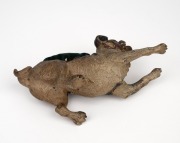An antique Austrian cold painted bronze pug dog pin cushion, circa 1900, 7cm high, 13cm long. - 3