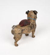 An antique Austrian cold painted bronze miniature pug dog pin cushion, circa 1900, 5cm high, 6cm long. - 2