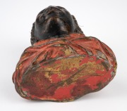An antique Austrian cold painted bronze figural pen wipe in the form of a Nubian bust, circa 1900, 10cm high. - 4