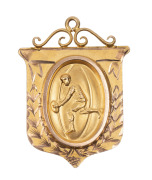 PINNAROO FOOTBALL CLUB: Prize fob in gold (9ct; 4.30g), reverse inscribed "Pinnaroo Football Assoc. Presented to S.Foster. Pinnaroo F.B.C. Premiers. 1920", also award fob in gold (9ct; 4.29g), reverse inscribed "Pinnaroo Football Club. Season 1920. Presen - 2