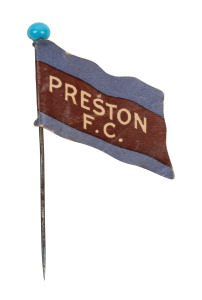 1908 WILLS VICTORIAN FOOTBALL FLAGS: Preston F.C. (Capstan back) with pin.