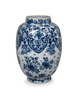 An antique Dutch Delft tin glazed earthenware vase, 18th century, 18cm high.