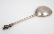 Charles I English sterling silver St. Mathias apostle spoon, William Cawdell of London, circa 1633, ​​​​​​​18cm long, 60 grams. - 2