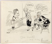 Cartoonist SAMUEL WELLS at ESSENDON MATCHES: May 1922 Essendon defeats South Melbourne by kicking 7 goals to nil in the last quarter; May 1922 Essendon draws with Fitzroy (with no goals kicked in the first quarter); the 1922 Preliminary Final in which Fit - 5