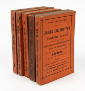 JAMES LILLYWHITE'S CRICKETERS' ANNUALS: 1896 (Lancashire, 1895), 1897 (Kumar Shri Ranjitsinhji), 1898 (Essex Team, 1897), 1899 (Gloucester, 1898), and 1900 (The Australian Team in England, 1899). (5 items)