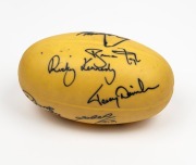 A souvenir rubber "SKILBALL" football signed at a charity event c. 1985 by Terry Daniher, Ricky Kennedy, Kevin Sheedy, Kevin Bartlett, Lorenzo 'Laurie' Serafini, and several others. - 3