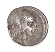 ROMAN REPUBLIC: Silver Denarius, C. Calpurnius Piso Frugi, Calpurnia, Rome, 67 BC, silver. Crawford 408. Laureate head of Apollo right; horseman galloping right verso.