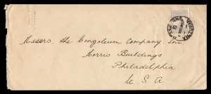 Kangaroos - Third Watermark: 6d Milky Greyish-Blue FU on Jan.1922 commercial cover from Melbourne (Brown & Dureau Ltd) to Philadelphia. BW:19F - $800 on cover.