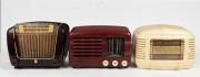 Three assorted vintage mantle radios including a cream ASTOR MICKEY (with blue back), BELL and PHILIPS, mid 20th century, the largest 20cm high.