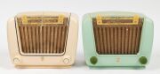 PHILIPS two vintage mantle radios in green and cream cases, A/F, 20cm high each.