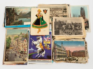 POSTCARDS: CONTINENTAL EUROPE: Group of more than ninety postcards, issued in decades spanning the 1900s to the 1970s, featuring views of France, Italy, Spain, Switzerland, Germany, the Netherlands, and others. (90+ items)