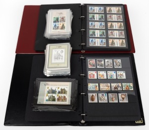 GREAT BRITAIN: An accumulation of mint 1970s-1980s decimal issues, comprising two albums containing blocks, traffic light gutter pairs, and others, together with a large number of London 1980 International Stamp Exhibition miniature sheets; FV &pound;290+.